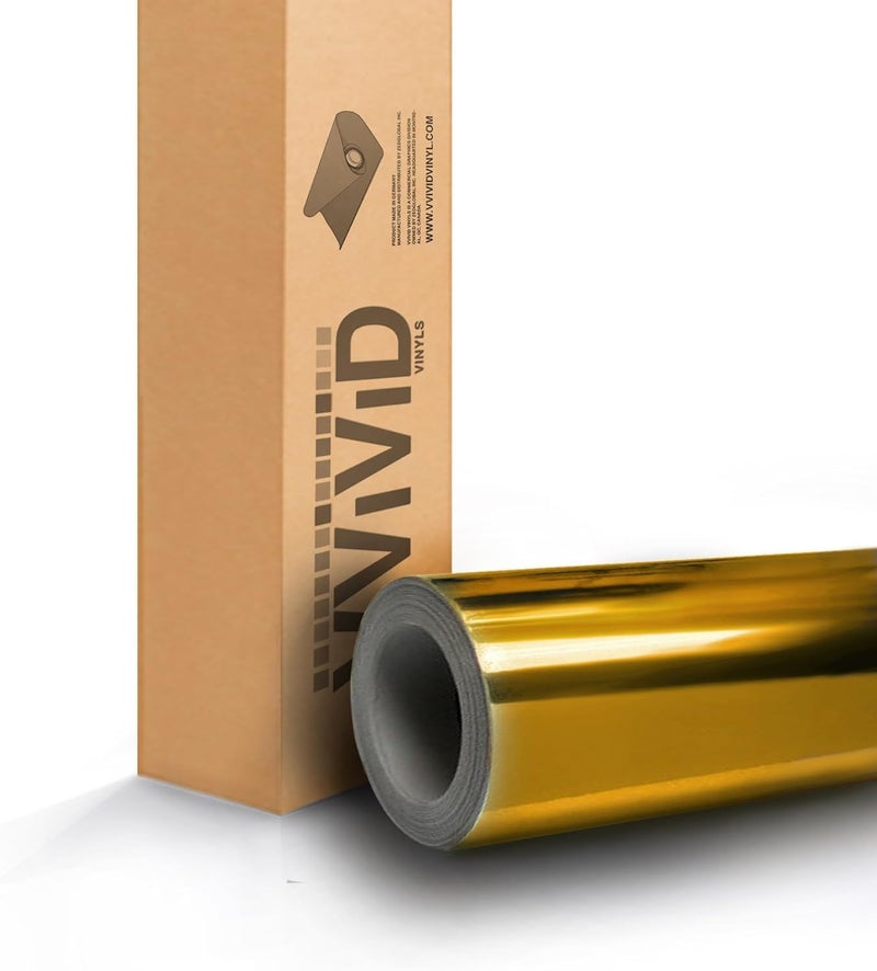 VViViD Gold Mirror Chrome Winyl Car Wrap Self Adhesive Air Release Bubble-free Decal Film (1.5ft x 5ft) - Image 1