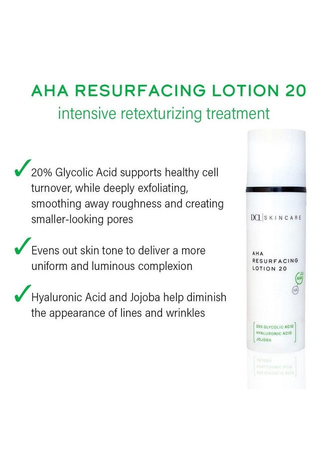 DCL Skincare Aha Resurfacing Lotion 20, 20% Glycolic Acid With Hyaluronic Acid Exfoliates And Hydrates, 1.7 Fl Oz - Image 2