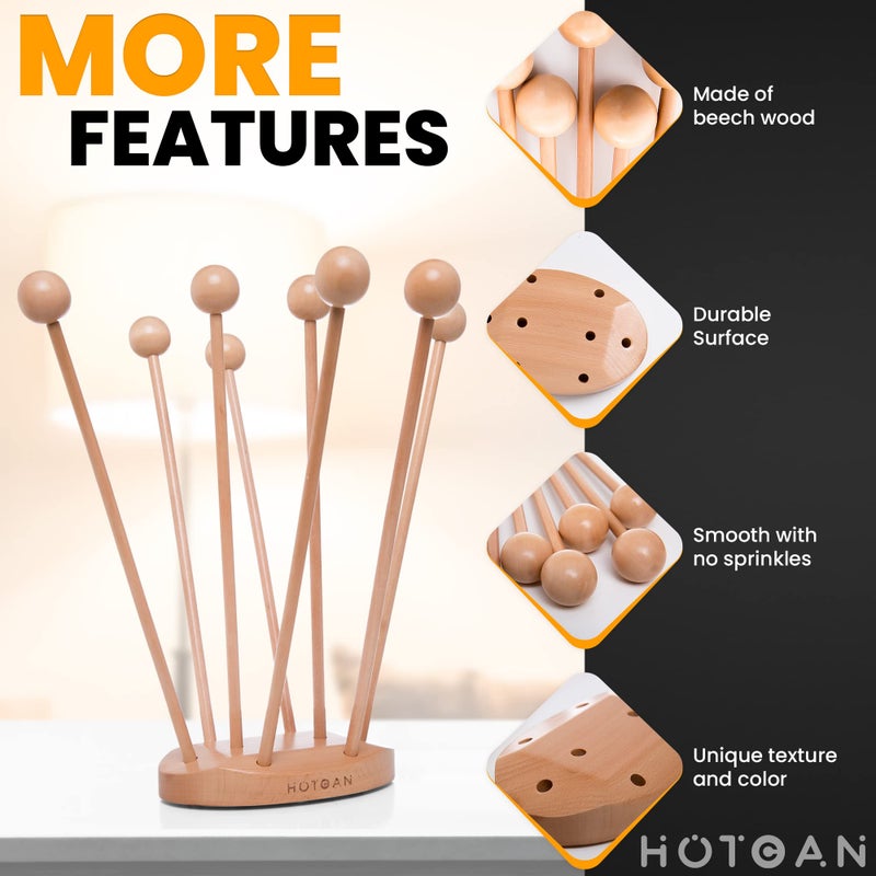 HOTCAN Beech Wood Plastic Bag Drying Rack - Reusable Bag & Bottle Dryer, Space-Saving Design for Kitchen, Easily Assembled and Disassembled for Storage - Image 2