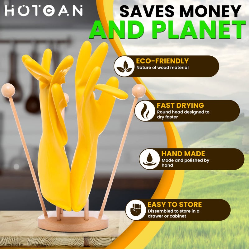 HOTCAN Beech Wood Plastic Bag Drying Rack - Reusable Bag & Bottle Dryer, Space-Saving Design for Kitchen, Easily Assembled and Disassembled for Storage - Image 5