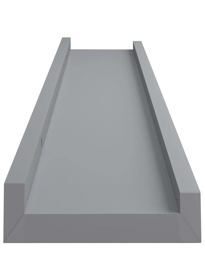 vidaXL Wall-Mounted Picture Frame Ledge Shelves - Set of 2, Gray MDF Design, Ideal for Displaying Frames and Decorations - Modern Style, 15.7"x3.5"x1.2" - Image 5