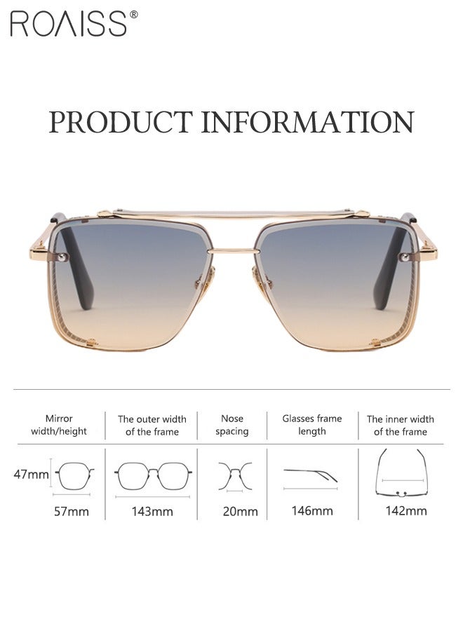 رويس نظارات شمسية عصرية مربعة مربعة للرجال والنساء، نظارات شمسية عصرية للرجال والنساء، نظارات شمسية واقية من الأشعة فوق البنفسجية 400 مع إطار معدني ذهبي، نظارات شمسية عصرية مضادة للتوهج للقيادة والصيد والسفر - Image 3