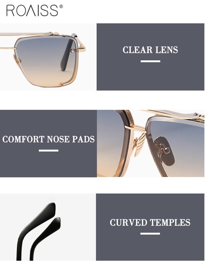 رويس نظارات شمسية عصرية مربعة مربعة للرجال والنساء، نظارات شمسية عصرية للرجال والنساء، نظارات شمسية واقية من الأشعة فوق البنفسجية 400 مع إطار معدني ذهبي، نظارات شمسية عصرية مضادة للتوهج للقيادة والصيد والسفر - Image 4
