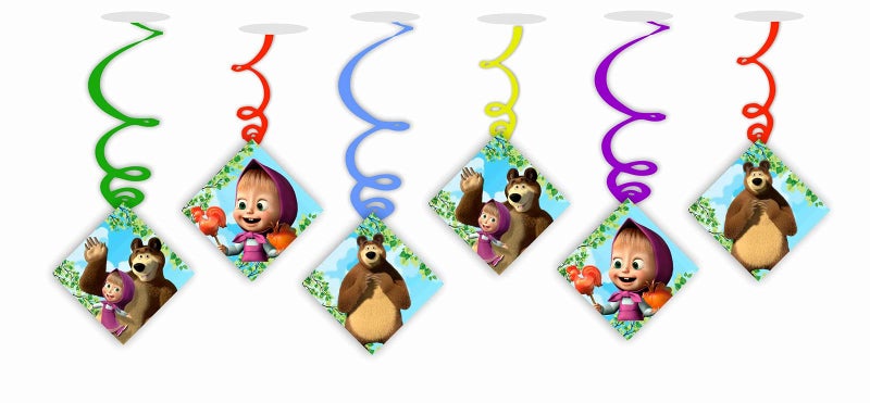 Balloonistics The Bear and Mesha Theme Happy Birthday Banner and Swirls Combo Kids Banner Hanging for Birthday Decoration Photo Shoot Backdrop and Theme Party (1 Nos Banner and 6 Swirls) - Image 3