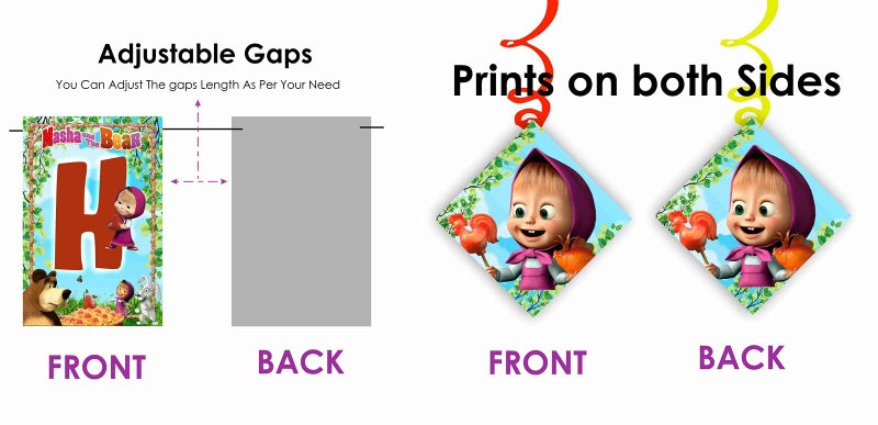 Balloonistics The Bear and Mesha Theme Happy Birthday Banner and Swirls Combo Kids Banner Hanging for Birthday Decoration Photo Shoot Backdrop and Theme Party (1 Nos Banner and 6 Swirls) - Image 5