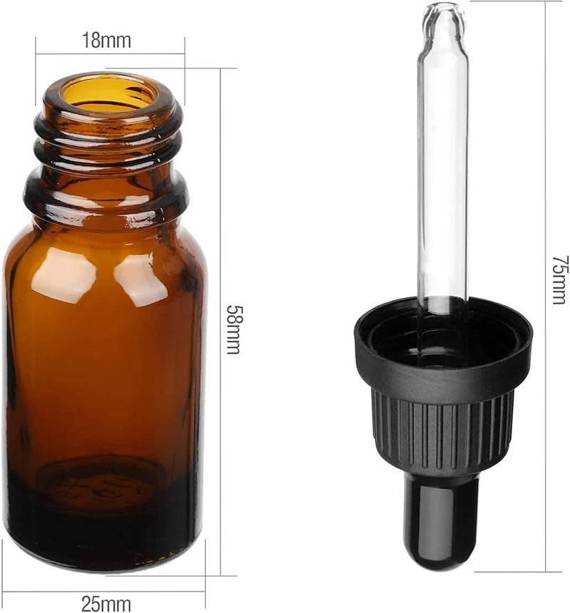 AJIODA Eye Dropper Bottle, 10 Pack 10ml Amber Glass Bottles with Glass Eye Dropper Dispenser & Funnels for Essential Oils, Chemistry Lab Chemicals, Colognes & Perfumes - Image 2