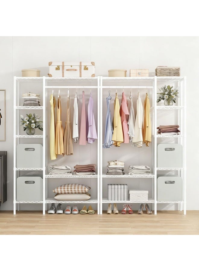 Forthcan Heavy Duty Garment Rack with Shelves, 6-Tier Wire Clothes Rack, Sturdy Metal Wardrobe Closet Organizer for Hanging Clothes (Black, 44.9"L × 15.7"W × 70.9"H, Max Load 560 lbs) - Image 5