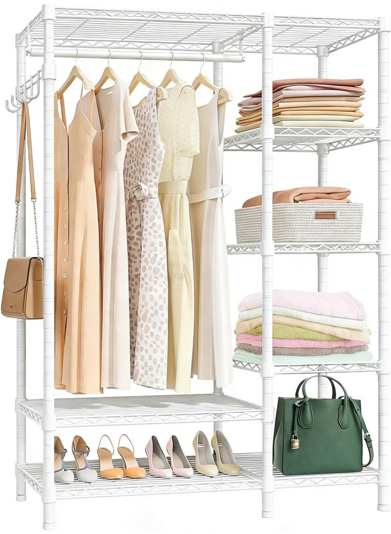 Forthcan Heavy Duty Garment Rack with Shelves, 6-Tier Wire Clothes Rack, Sturdy Metal Wardrobe Closet Organizer for Hanging Clothes (Black, 44.9"L × 15.7"W × 70.9"H, Max Load 560 lbs) - Image 1