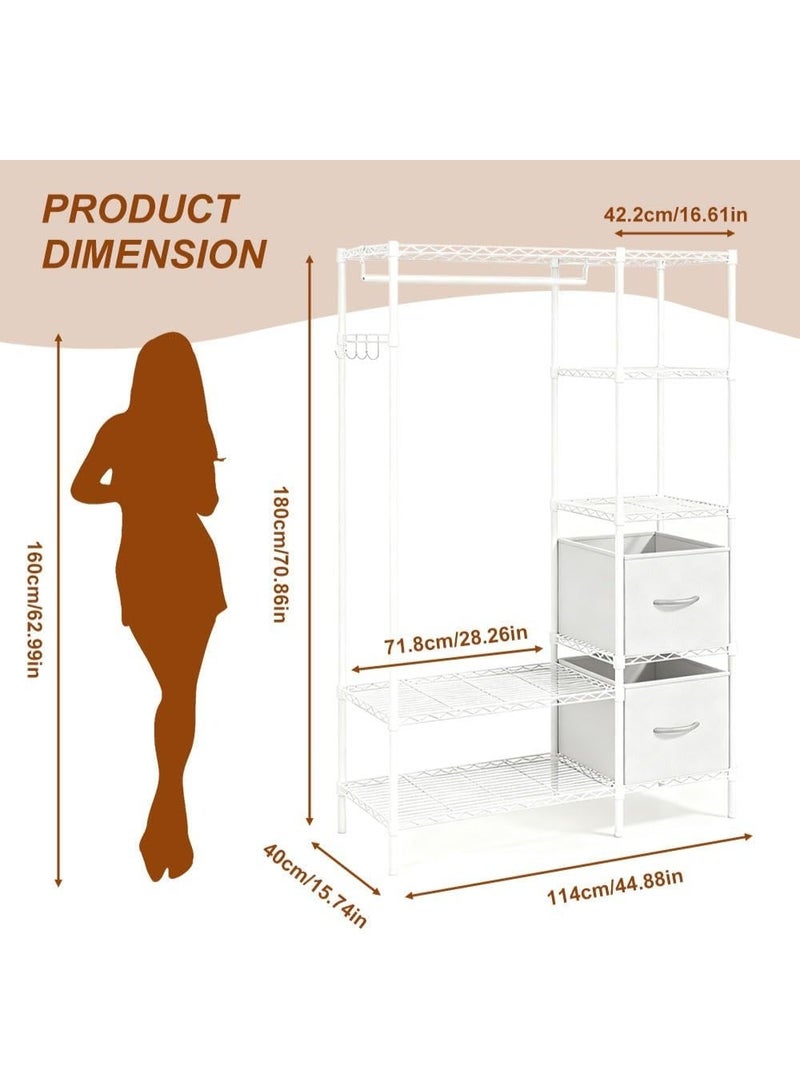 Forthcan Heavy Duty Garment Rack with Shelves, 6-Tier Wire Clothes Rack, Sturdy Metal Wardrobe Closet Organizer for Hanging Clothes (Black, 44.9"L × 15.7"W × 70.9"H, Max Load 560 lbs) - Image 2