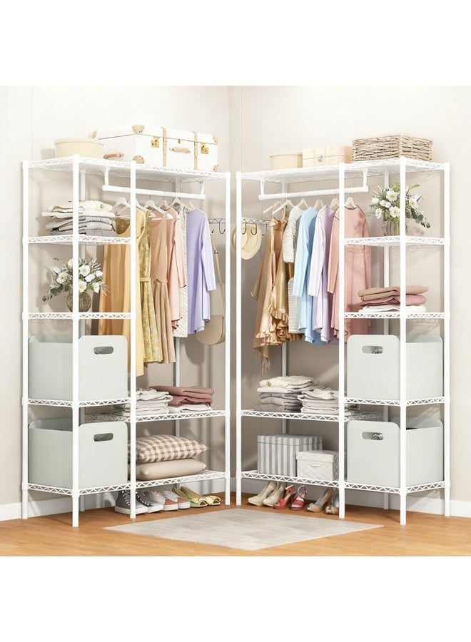 Forthcan Heavy Duty Garment Rack with Shelves, 6-Tier Wire Clothes Rack, Sturdy Metal Wardrobe Closet Organizer for Hanging Clothes (Black, 44.9"L × 15.7"W × 70.9"H, Max Load 560 lbs) - Image 3