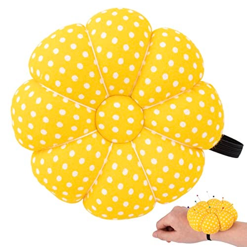 Rolybag Pin Cushions Wrist Pins Cushions with Elastic Strap Pumpkin Needle for Sewing Cushion Pincushions for Needlework or DIY Crafts(Yellow） - Image 1