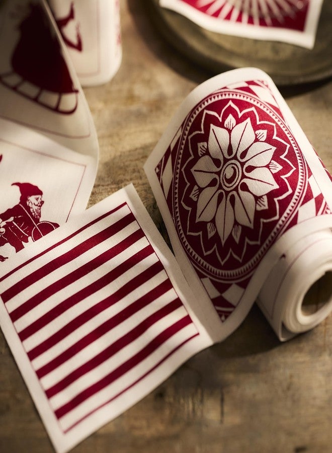 Caskata Holiday Cocktail Napkin Roll of 50 | 100% Cotton Quick Dry Reusable | Perfect for Christmas, Entertaining, Gifts | Red and White, 4.5W X 4.5L - Image 4