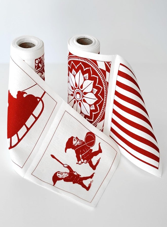 Caskata Holiday Cocktail Napkin Roll of 50 | 100% Cotton Quick Dry Reusable | Perfect for Christmas, Entertaining, Gifts | Red and White, 4.5W X 4.5L - Image 2