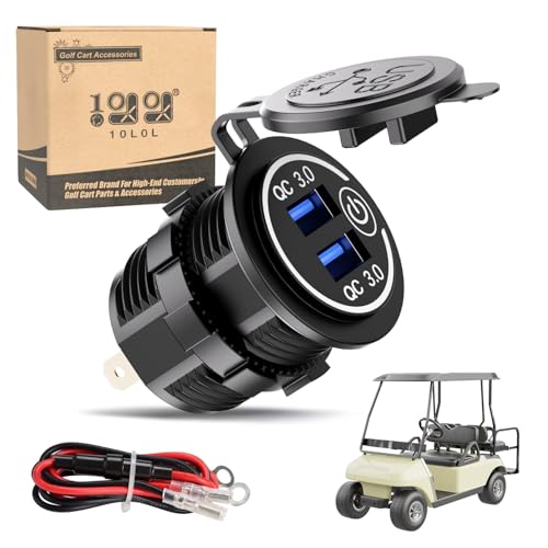 10L0L Universal Quick Charge 3.0 Dual USB Charger Socket for Car Truck Golf Cart UTV ATV Boat, Waterproof USB Charging Port, 12V Input - Image 1