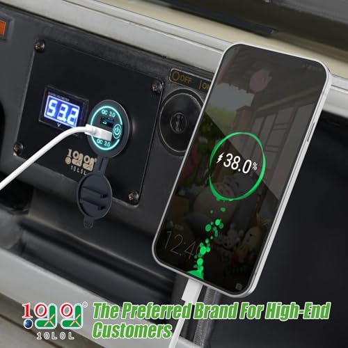 10L0L Universal Quick Charge 3.0 Dual USB Charger Socket for Car Truck Golf Cart UTV ATV Boat, Waterproof USB Charging Port, 12V Input - Image 2