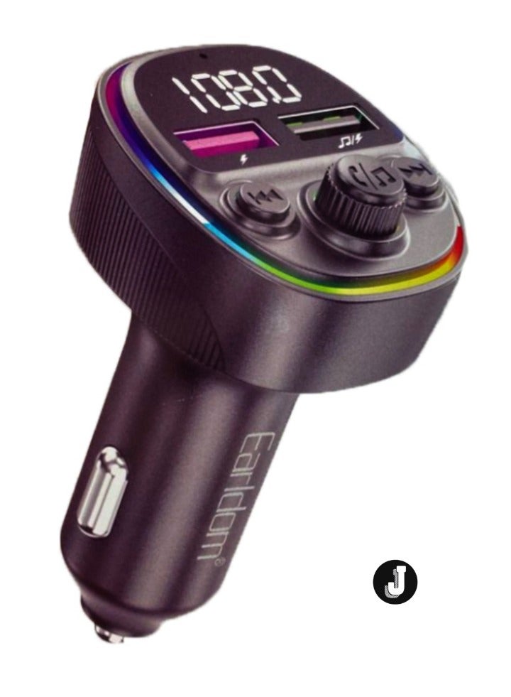 JAJEEK FM Transmitter 65W in Black for High-Quality Audio Streaming and Fast Charging - Image 3