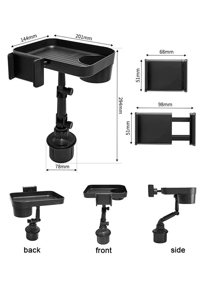 Car Cup Holder Tray, Adjustable Food Table Tray for Car with 360° Rotatable Phone Holder, Extra Beverage, Cup Holder, Stability Road Trip  Car Travel Essentials - Image 5