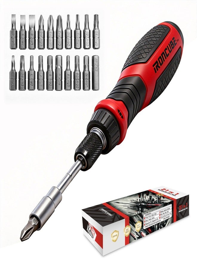 ironcube 21 in 1 Magnetic Screwdriver Set, Ratcheting Screwdriver With Multi Bits - Hex Torx Phillips and Slotted For Electronics Repair And Home Improvement - Image 1