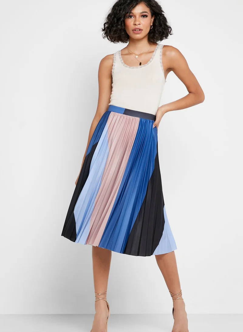 Reserved Colorblock Pleated Skirt