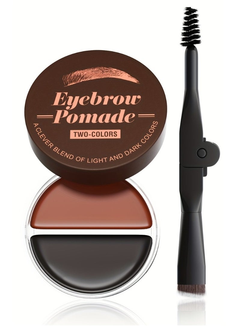 HelloKiss 2 Color Eyebrow Pomade Natural Long Lasting Waterproof Eyebrow Makeup Gel with Eyebrow Brush Eyebrow Color Cream and Eyebrow Styling Brow Shaping Gel Pomade Light Brown and Black 02  - Image 1