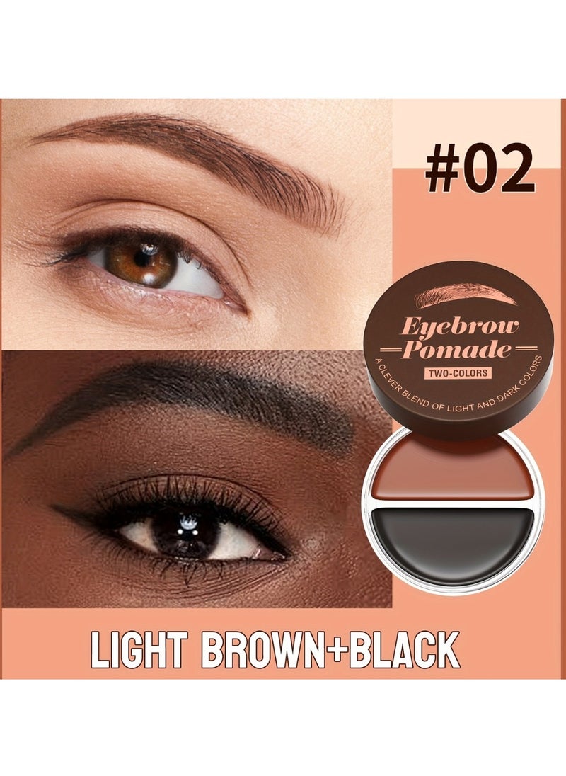 HelloKiss 2 Color Eyebrow Pomade Natural Long Lasting Waterproof Eyebrow Makeup Gel with Eyebrow Brush Eyebrow Color Cream and Eyebrow Styling Brow Shaping Gel Pomade Light Brown and Black 02  - Image 2