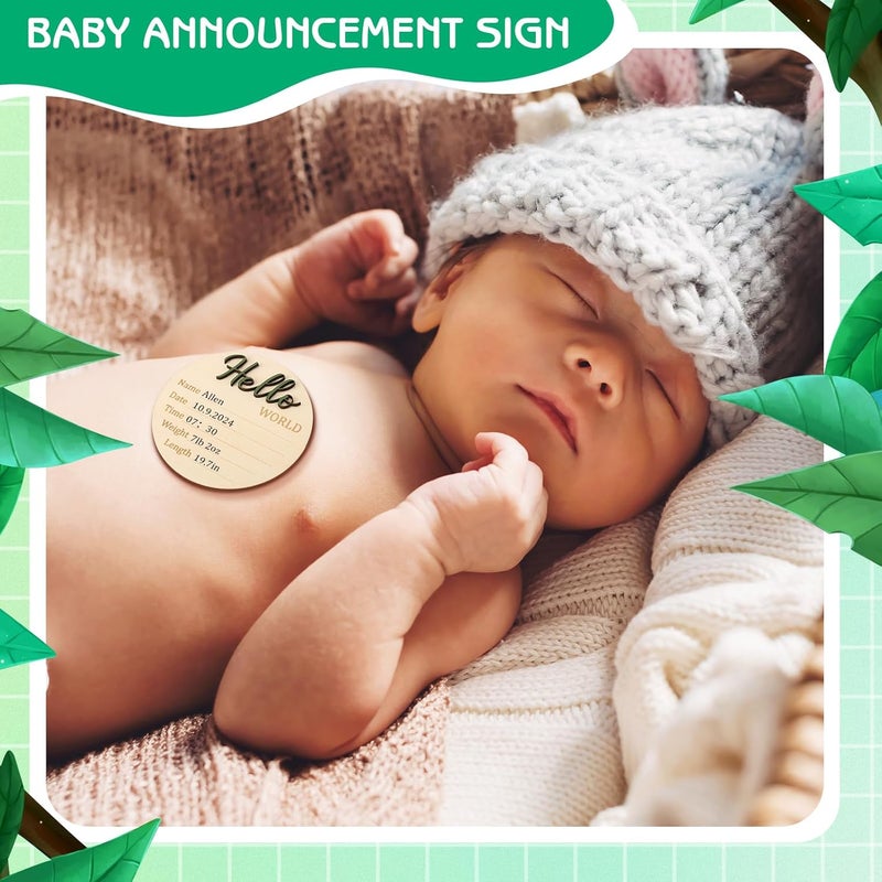 Guiqulai Baby Monthly Milestone Blanket for Boy Girl Deer Woodland Gender Neutral Baby Age Milestone Blanket Photography Background Prop with Bibs Wooden Signs Felt Circle - Image 4