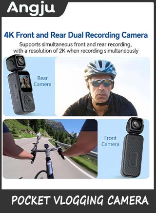 4K Pocket Vlogging Camera with Dual Screen & 3-Axis Gimbal Stabilizer, Handheld Portable Video Camera with WiFi, Face Tracking, 270° Rotation & 64GB SD Card - view 4