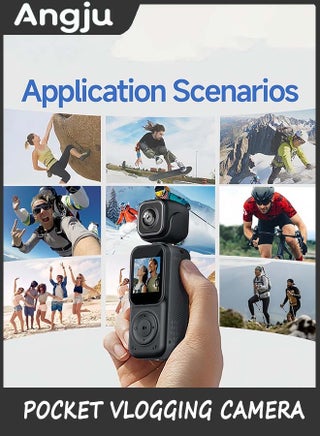 4K Pocket Vlogging Camera with Dual Screen & 3-Axis Gimbal Stabilizer, Handheld Portable Video Camera with WiFi, Face Tracking, 270° Rotation & 64GB SD Card - view 3