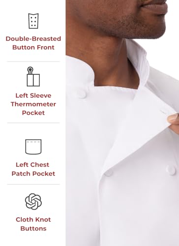 Chef Works Men's Morocco Chef Coat, White, X-Small - Image 3