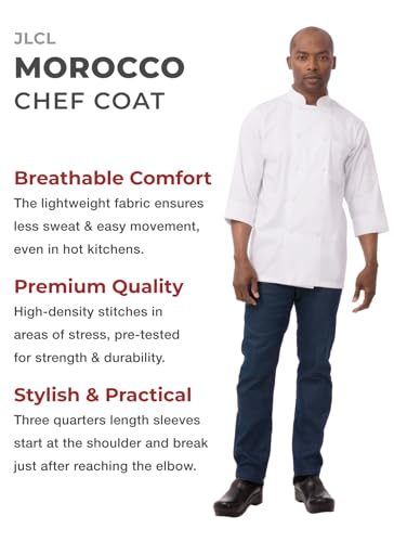 Chef Works Men's Morocco Chef Coat, White, X-Small - Image 2