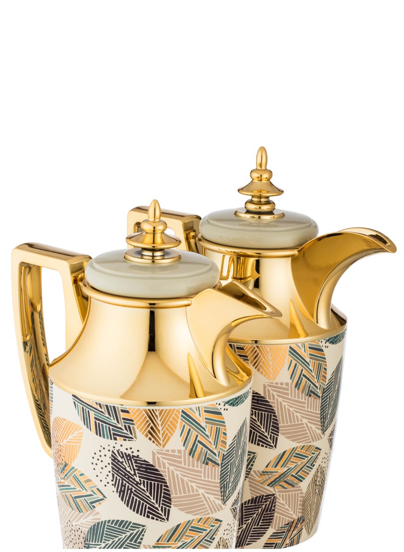 REFAN 2-piece thermos set with luxurious designs, capacity 1 liter for tea and 1 liter for coffee - Image 2