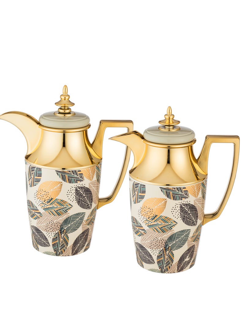 REFAN 2-piece thermos set with luxurious designs, capacity 1 liter for tea and 1 liter for coffee - Image 1