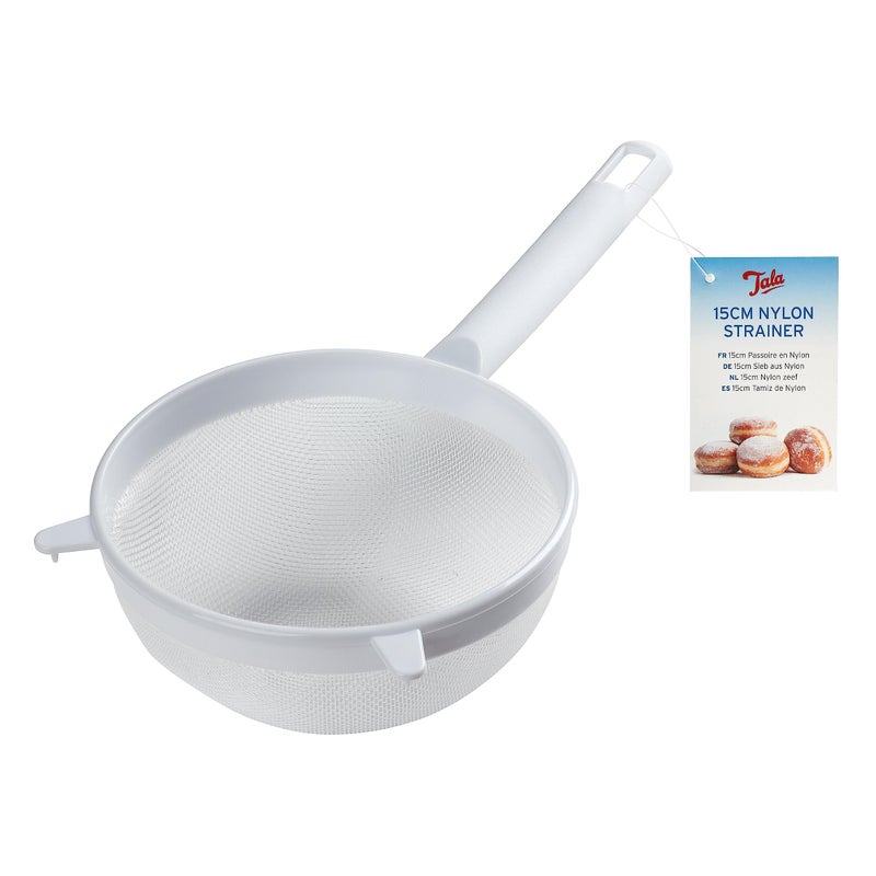 Tala 15cm White Nylon Sieve Perfect for Straining rinsing and Washing a Wide Selection of Foods Including Rice Pulse Beans Salad Fruit and Vegetables Dishwasher Safe