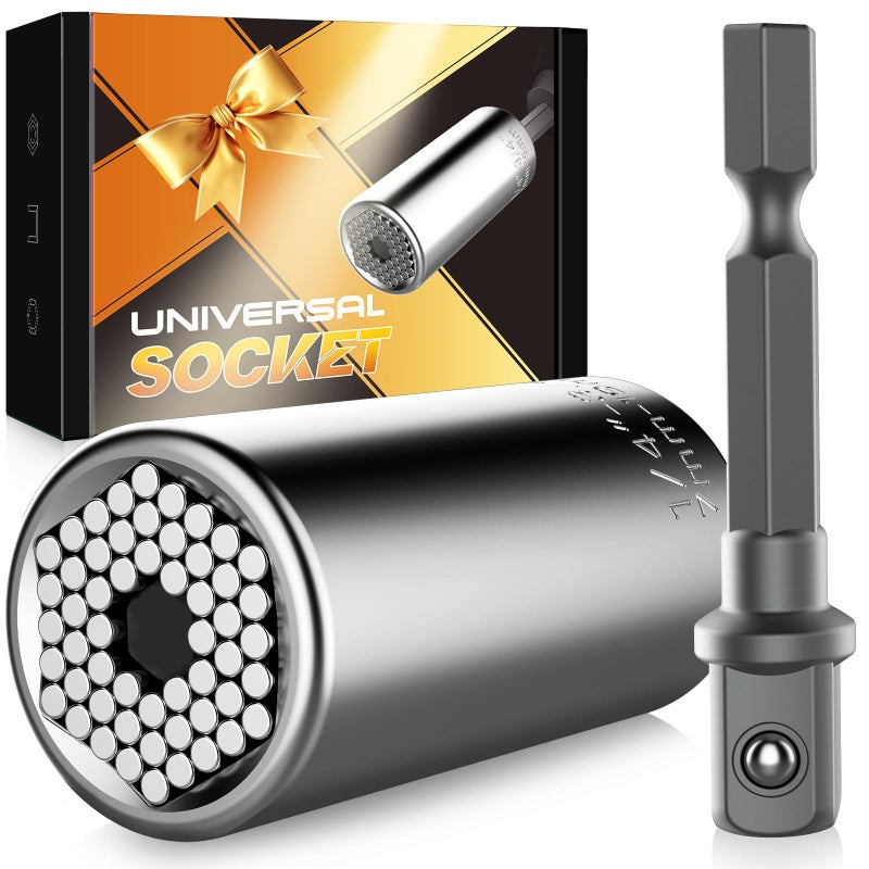 Valentines Day Gifts for Him Kusonkey Super Universal Socket Tools Gifts Stocking Stuffers for MenProfessional 7mm19mm Tool Sets with Power Drill AdapterCool Gadgets for HimDadGrandpaBoyfriend