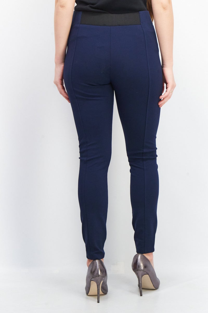 ESPRIT Women Full Solid Leggings, Navy Blue - Image 3