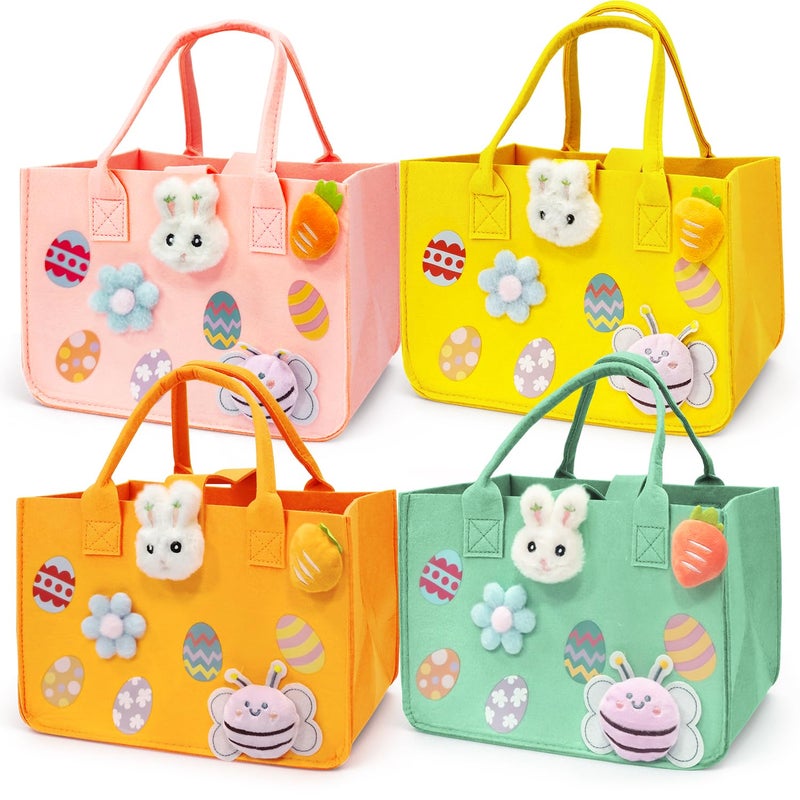 Aviski 4PCS Easter Egg Hunt Bags, Easter Bunny Gift Bags with Handles, Easter Treat Bags, Felt Easter Bags for Gifts Wrapping, Egg Hunt Game, Easter Party Supplies, 12" x7.8" x6.8" - Image 1