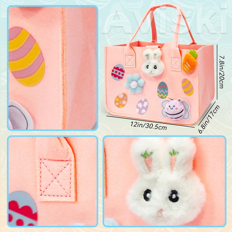Aviski 4PCS Easter Egg Hunt Bags, Easter Bunny Gift Bags with Handles, Easter Treat Bags, Felt Easter Bags for Gifts Wrapping, Egg Hunt Game, Easter Party Supplies, 12" x7.8" x6.8" - Image 2