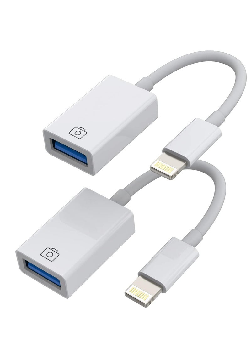 Bukela - Iphone OTG Adapter Dongle Lightning Male to USB Female Converter Cable (2Pack)for Apple 14 13 12 11 Pro Max Mini Xr X Se 8 7 Plus Ipad Air Camera Card Reader Flash Drive Keyboard Mouse Hub MIDI U Disk - Image 1
