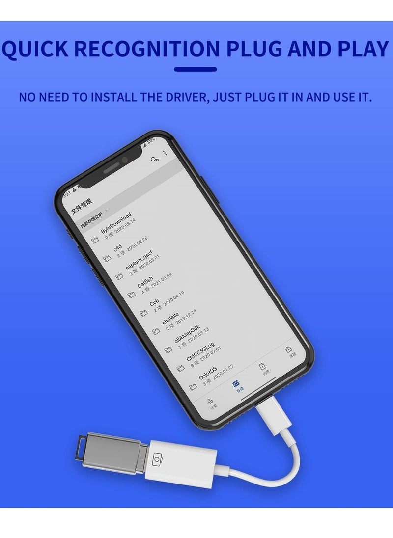 Bukela - Iphone OTG Adapter Dongle Lightning Male to USB Female Converter Cable (2Pack)for Apple 14 13 12 11 Pro Max Mini Xr X Se 8 7 Plus Ipad Air Camera Card Reader Flash Drive Keyboard Mouse Hub MIDI U Disk - Image 1