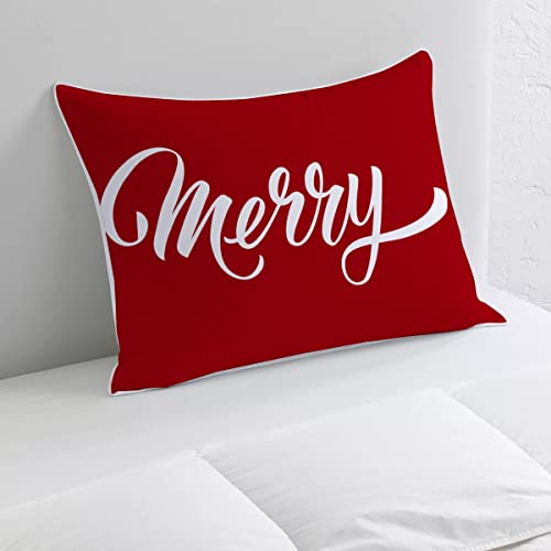 BRICK HOME Merry Christmas Velvet Throw Pillow, Double Sided Printed Red Color 12X18 Inches Set of 2 - Image 2