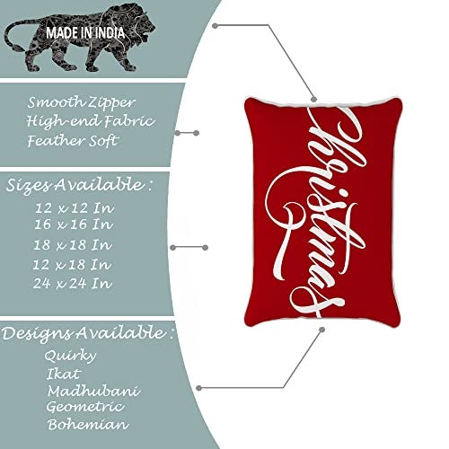 BRICK HOME Merry Christmas Velvet Throw Pillow, Double Sided Printed Red Color 12X18 Inches Set of 2 - Image 4