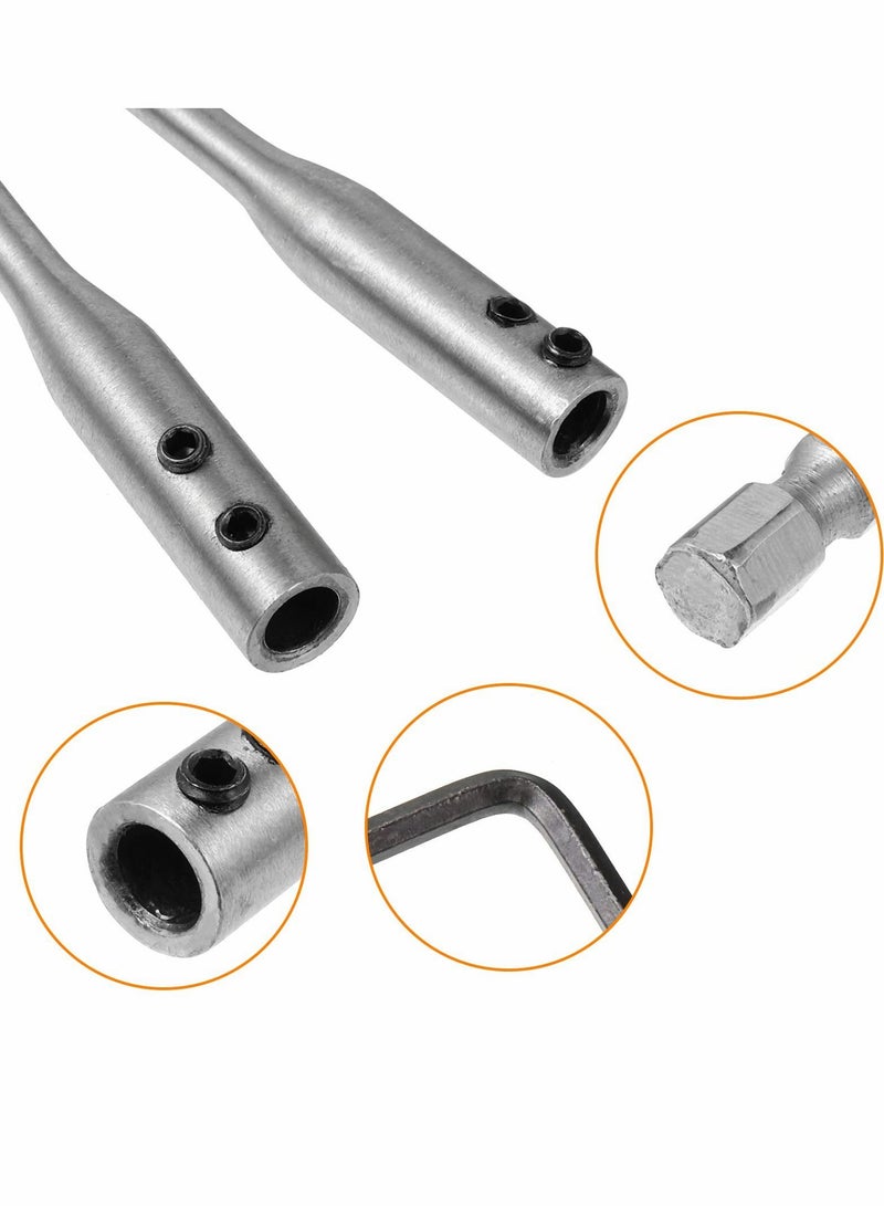 Y&D Extension Drill Bit Set Wood Spade Extension, 6 and 12 Inches with 2 Pieces Key, Use High-Carbon Steel Bits Silver 4pieces  - Image 2