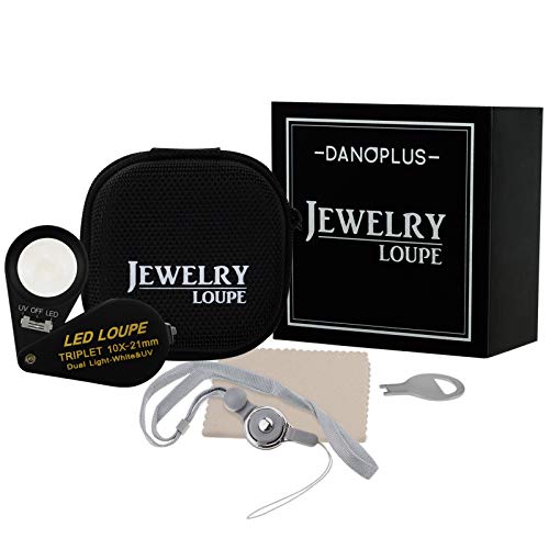 DANOPLUS 10x Magnifier Jewelry Loupe LED UV 21mm Triplet Lens Optical Glass Pocket Gem Magnifying Tool Jeweler, Stamp Philatelist, Coin Numismatic - Image 3