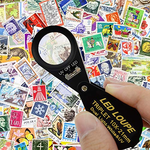 DANOPLUS 10x Magnifier Jewelry Loupe LED UV 21mm Triplet Lens Optical Glass Pocket Gem Magnifying Tool Jeweler, Stamp Philatelist, Coin Numismatic - Image 2