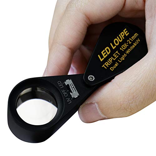 DANOPLUS 10x Magnifier Jewelry Loupe LED UV 21mm Triplet Lens Optical Glass Pocket Gem Magnifying Tool Jeweler, Stamp Philatelist, Coin Numismatic - Image 5