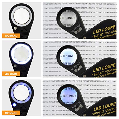 DANOPLUS 10x Magnifier Jewelry Loupe LED UV 21mm Triplet Lens Optical Glass Pocket Gem Magnifying Tool Jeweler, Stamp Philatelist, Coin Numismatic - Image 4