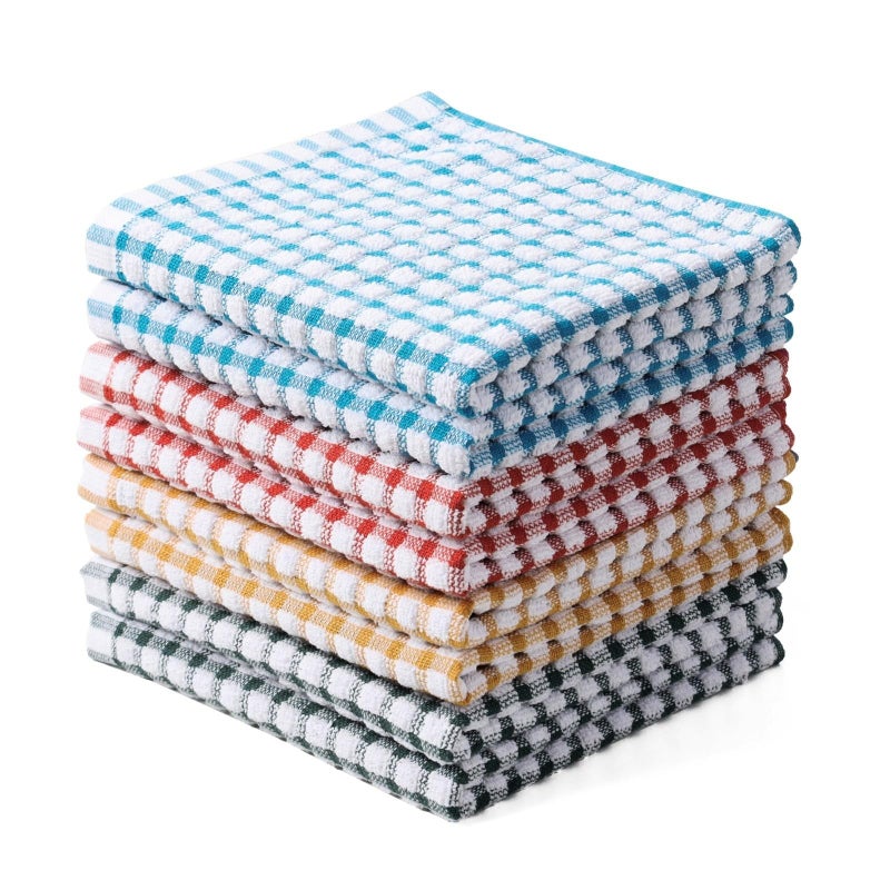 Oeleky 100 Cotton Kitchen Dish Cloths for Washing Dishes 12x12 Inches Dish Rags Absorbent Kitchen Cloths Pack of 8 Quick Drying Cleaning Cloths