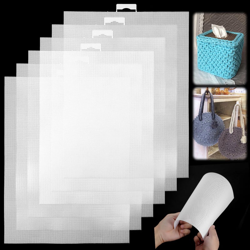6 PCS Plastic Canvas Sheets 14 Ct Plastic Mesh Fabric Plastic Cross Stitch Canvas Eye Mesh for Embroidery Plastic Mesh Sheet for DIY Handicraft Knit Projects Cross Stitch Supplies 11x826 Inch