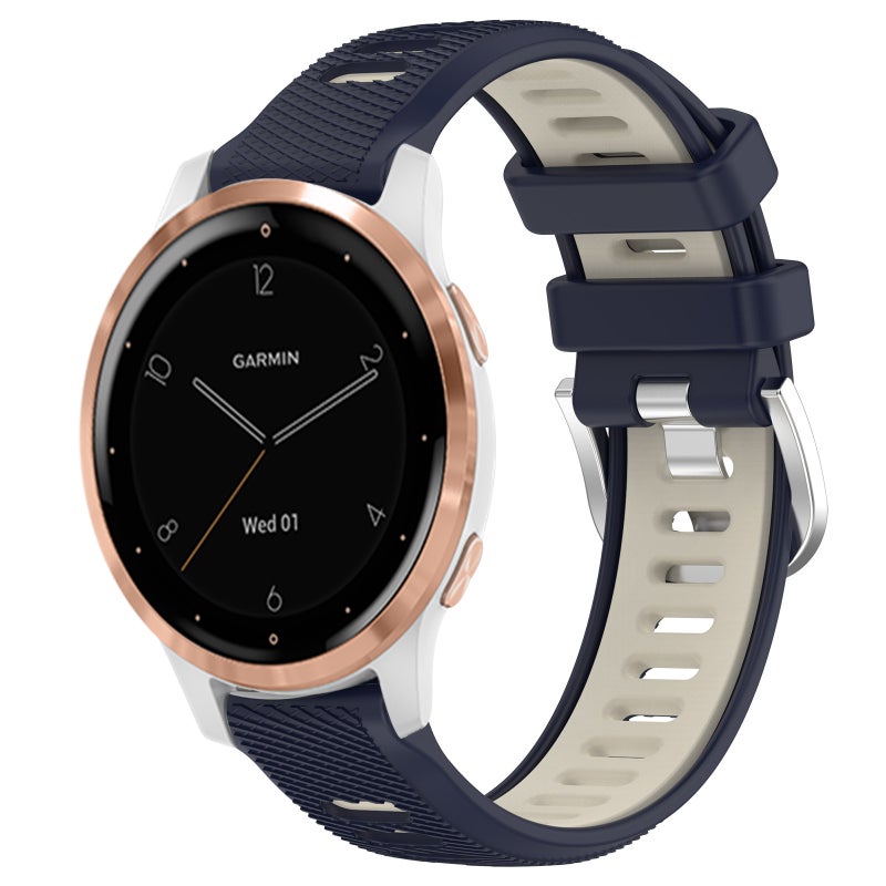 S-TOP For Garmin Active S 18mm Sports Two-Color Steel Buckle Silicone Watch Band(Midnight Blue+Starlight) - Image 1