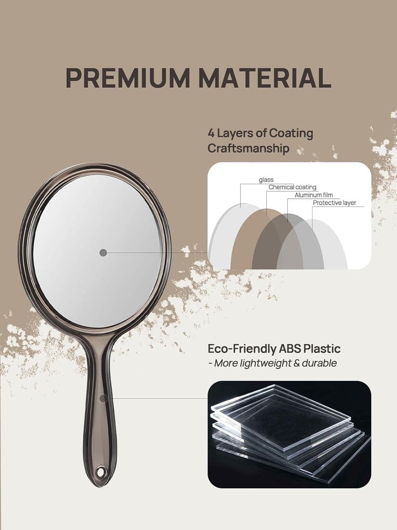 OMIRO Hand Mirror, Double-Sided Handheld Mirror 1X/3X Magnifying Mirror with Handle, Pack of 1 (Transparent Black) - Image 4